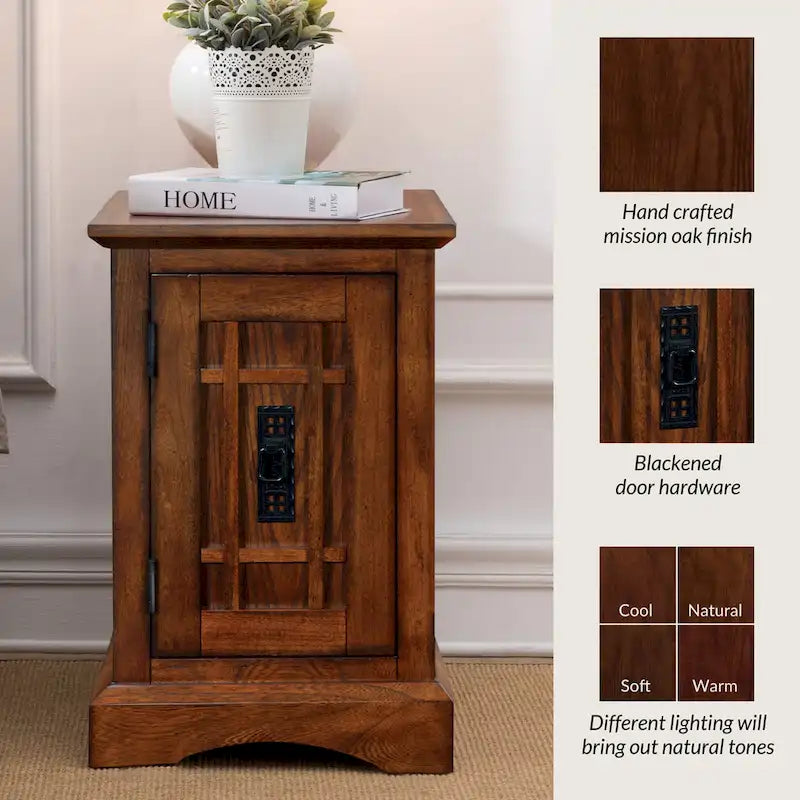 Chocolate Cherry / Mission Oak / Westwood Cherry Mission-Style Cabinet End Table – 1-Person Use