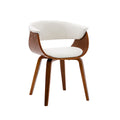 White / Brown / Black Mid-Century Dining Chair, PU Leather, Walnut Legs, Seats 1
