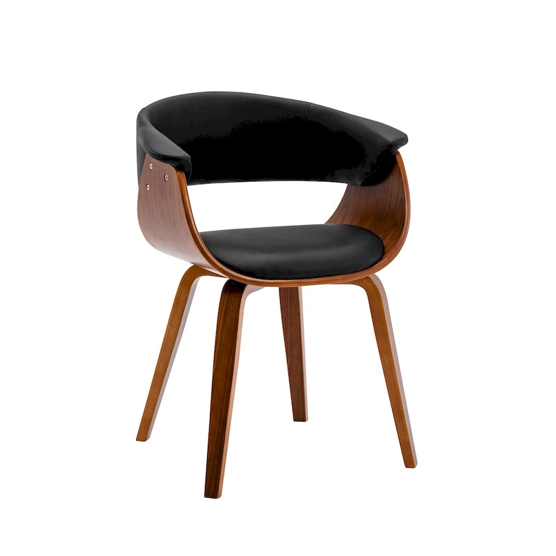 White / Brown / Black Mid-Century Dining Chair, PU Leather, Walnut Legs, Seats 1