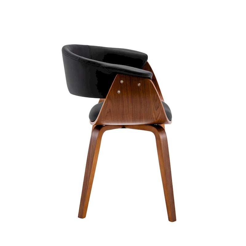 White / Brown / Black Mid-Century Dining Chair, PU Leather, Walnut Legs, Seats 1