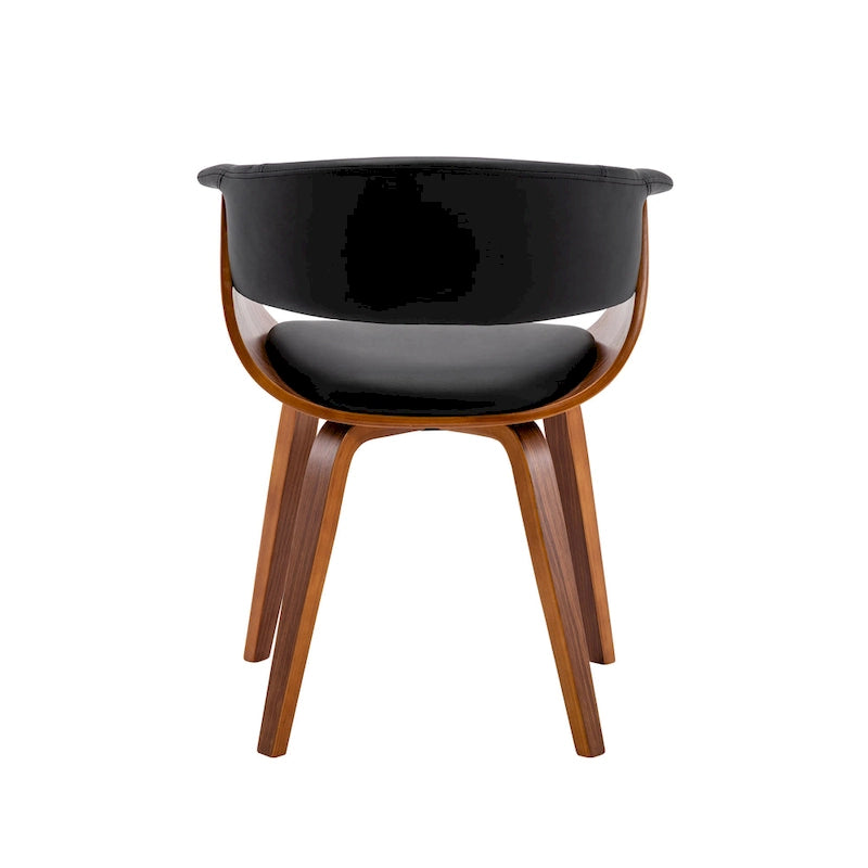 White / Brown / Black Mid-Century Dining Chair, PU Leather, Walnut Legs, Seats 1
