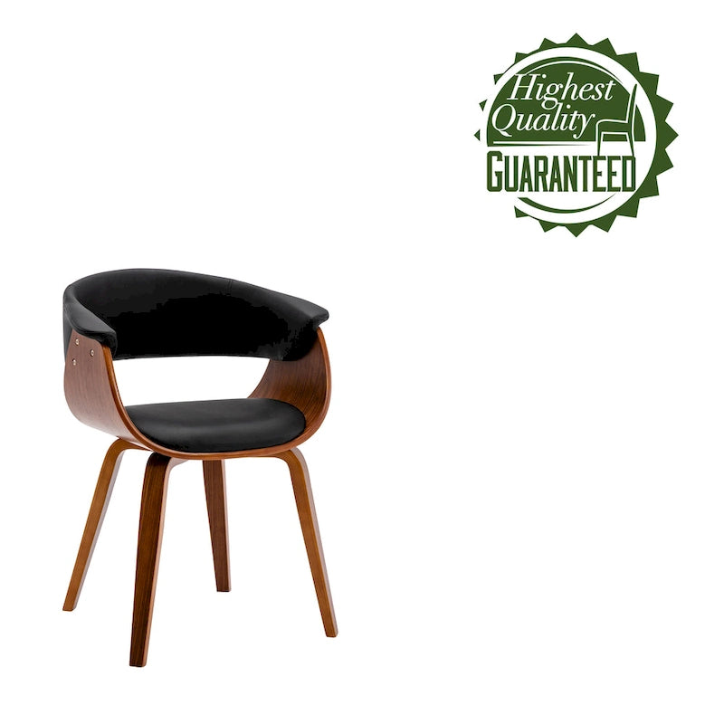 White / Brown / Black Mid-Century Dining Chair, PU Leather, Walnut Legs, Seats 1