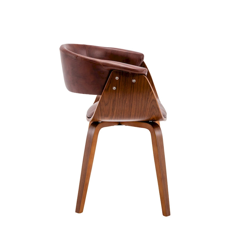 White / Brown / Black Mid-Century Dining Chair, PU Leather, Walnut Legs, Seats 1
