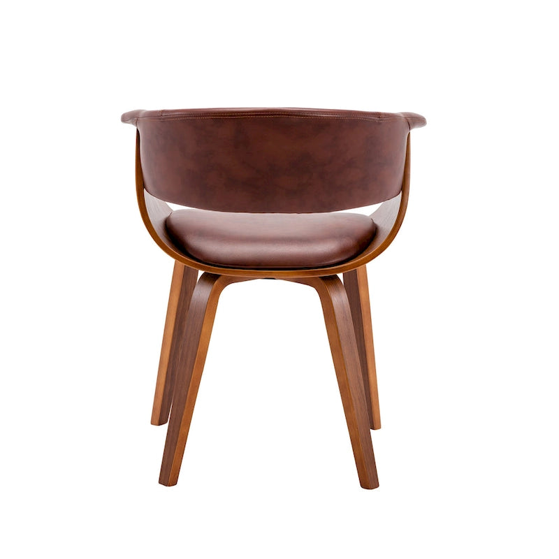 White / Brown / Black Mid-Century Dining Chair, PU Leather, Walnut Legs, Seats 1