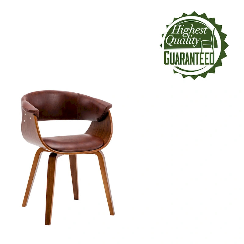 White / Brown / Black Mid-Century Dining Chair, PU Leather, Walnut Legs, Seats 1