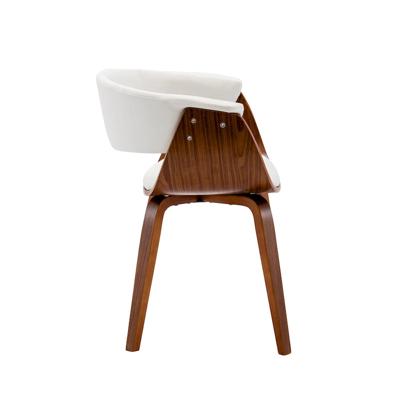 White / Brown / Black Mid-Century Dining Chair, PU Leather, Walnut Legs, Seats 1