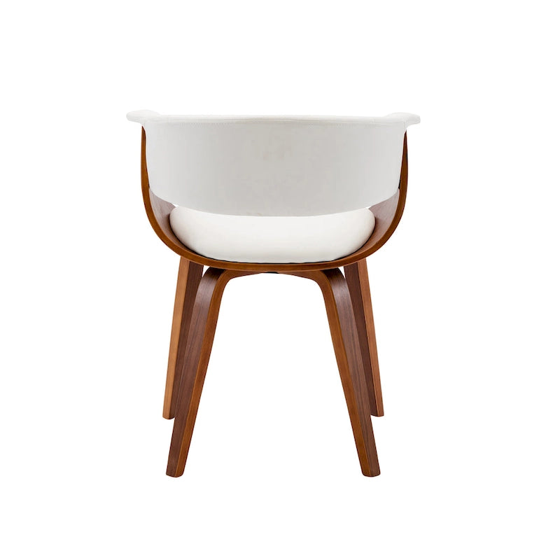 White / Brown / Black Mid-Century Dining Chair, PU Leather, Walnut Legs, Seats 1