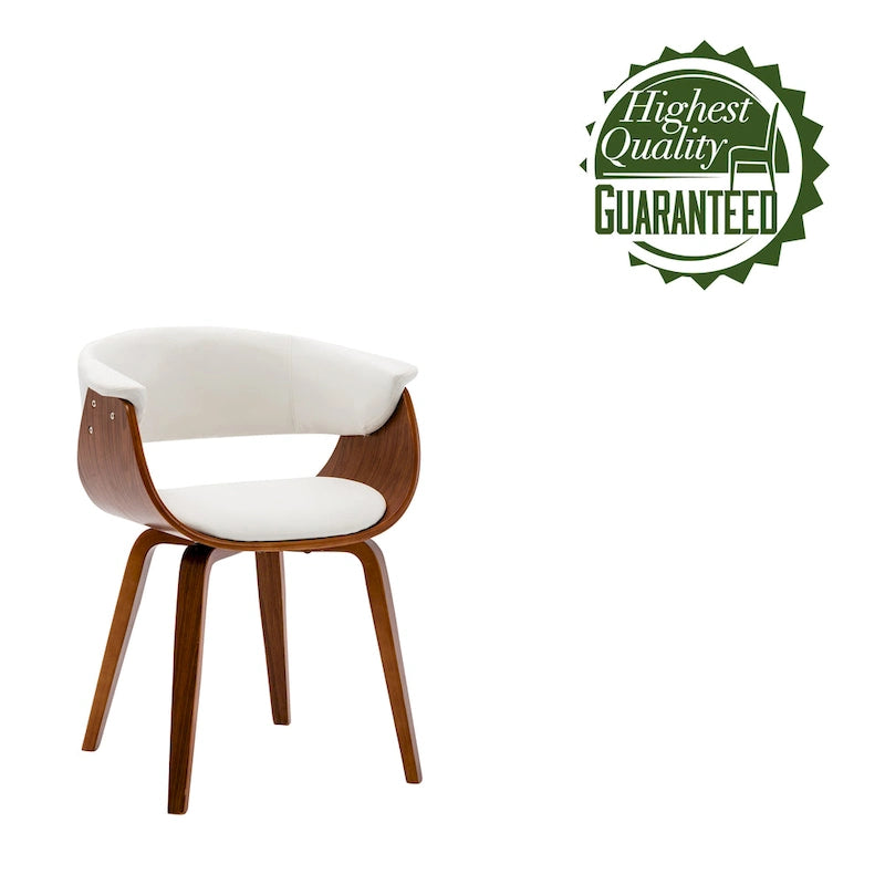 White / Brown / Black Mid-Century Dining Chair, PU Leather, Walnut Legs, Seats 1