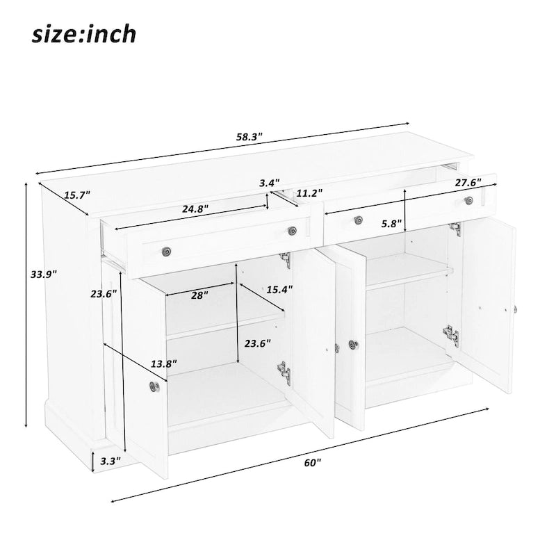 Storage Buffet Cabinet with 2 Drawers - N/A