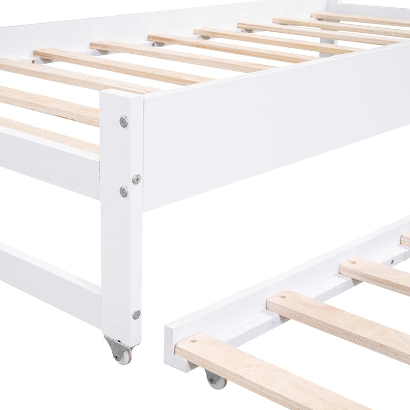 White / Grey, Sleeps 3, Twin XL Wood Daybed with 2 Trundles & USB Port