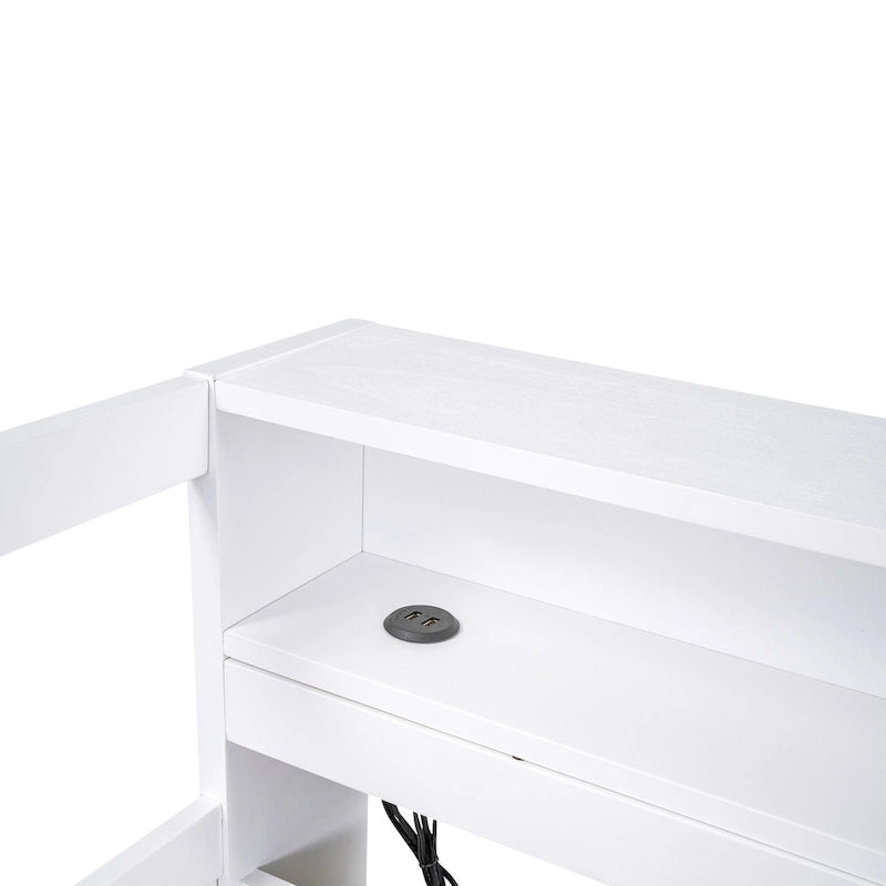 White / Grey, Sleeps 3, Twin XL Wood Daybed with 2 Trundles & USB Port