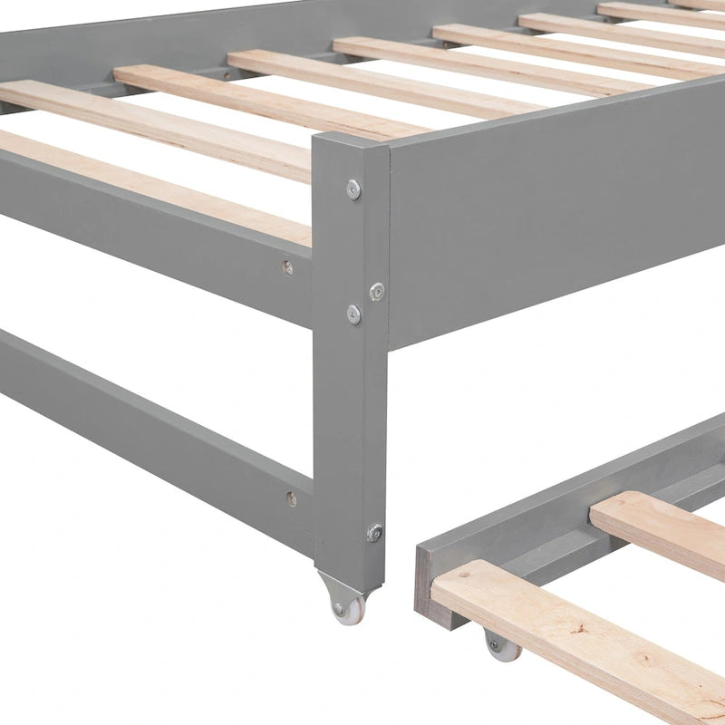 White / Grey, Sleeps 3, Twin XL Wood Daybed with 2 Trundles & USB Port