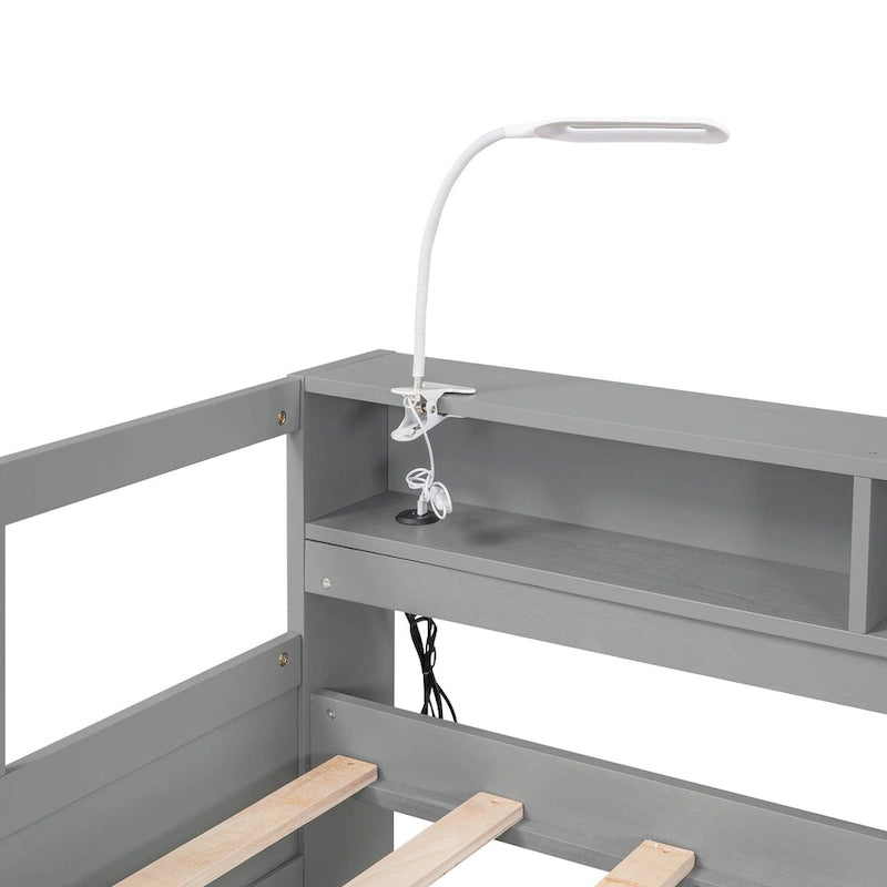 White / Grey, Sleeps 3, Twin XL Wood Daybed with 2 Trundles & USB Port