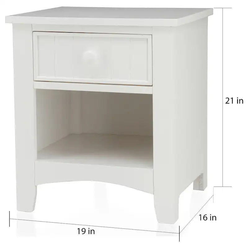 Cherry / Oak / White / Espresso Wood 1-Drawer Nightstand, Single