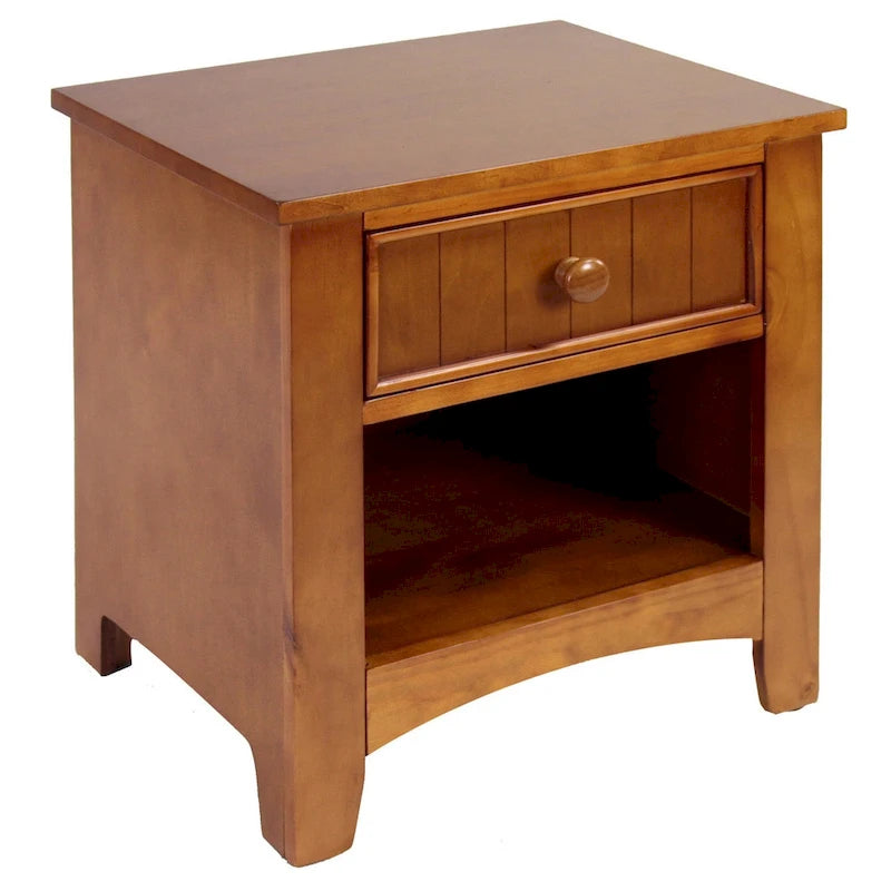 Cherry / Oak / White / Espresso Wood 1-Drawer Nightstand, Single