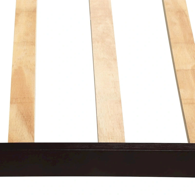 Oak / Espresso Pine Platform Bed with Headboard & Footboard, Twin, 1-Person