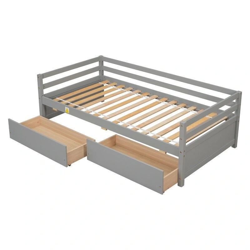 Gray/White Twin Daybed with 2 Storage Drawers, Single
