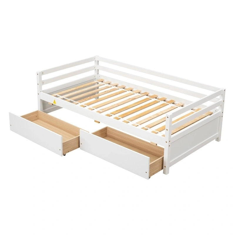 Gray/White Twin Daybed with 2 Storage Drawers, Single