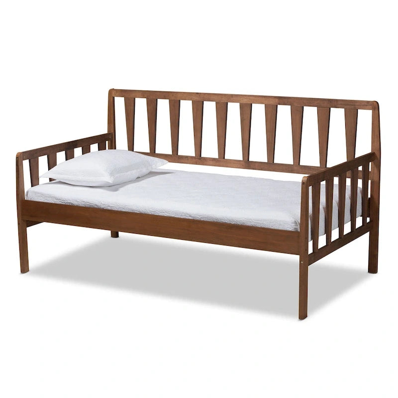 Walnut Brown Twin Size Daybed, Modern Style, Sleeps 1