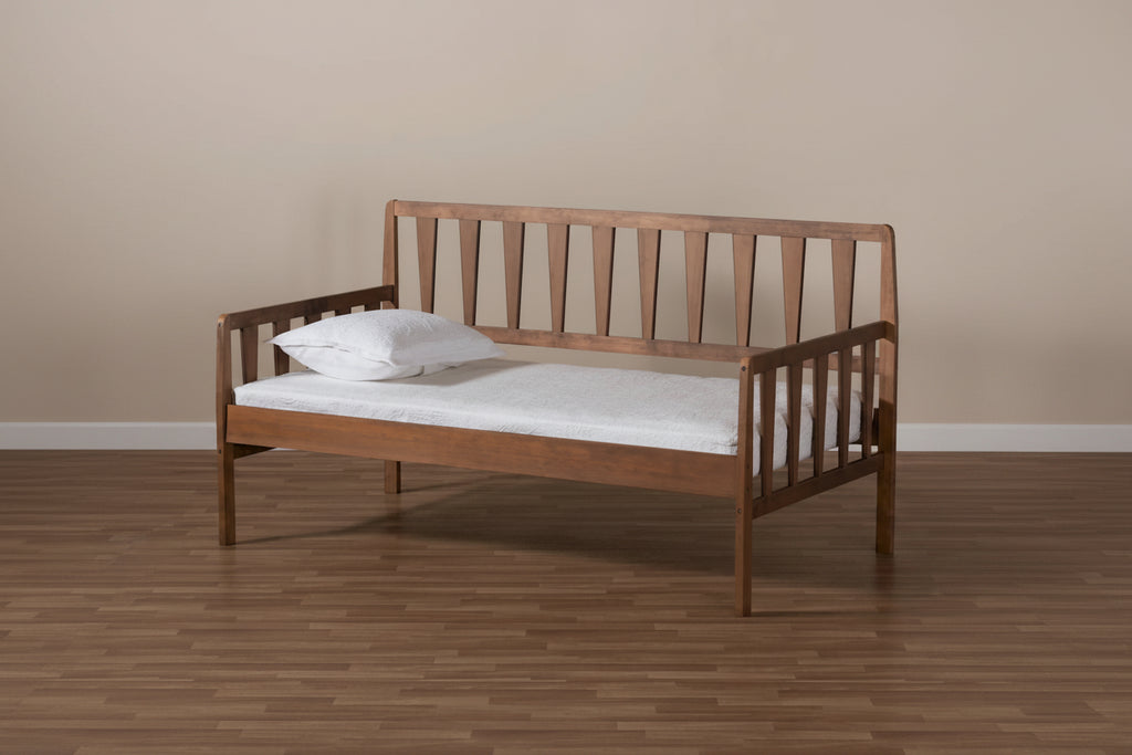 Walnut Brown Twin Size Daybed, Modern Style, Sleeps 1