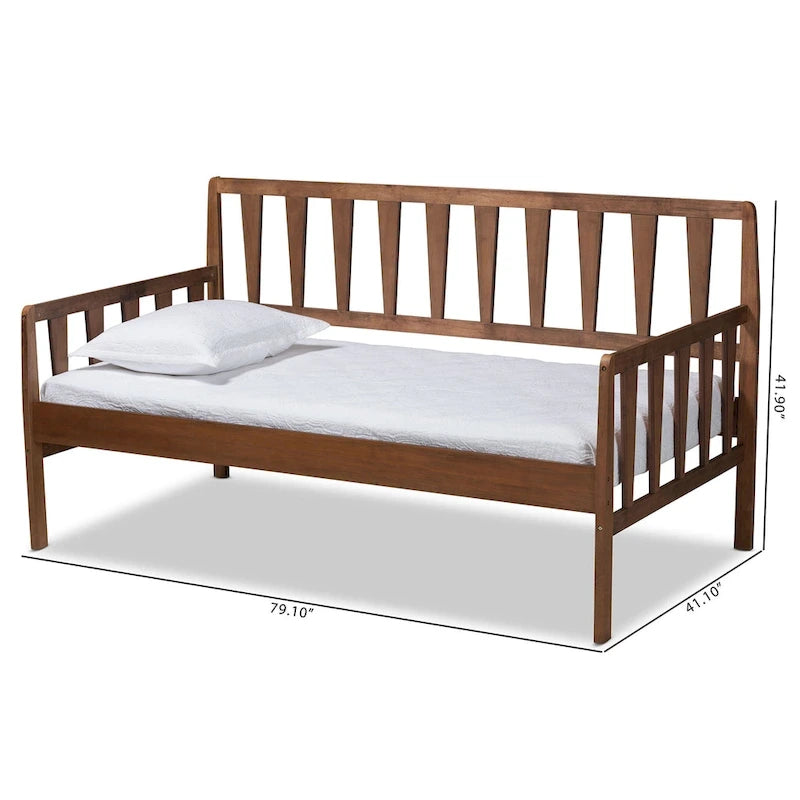 Walnut Brown Twin Size Daybed, Modern Style, Sleeps 1