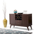 Mid Century Modern Sideboard Buffet with Wine Rack, Medium Auburn Brown / Teak Brown, 54"W