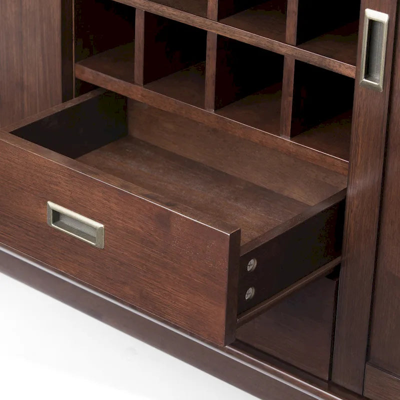 Mid Century Modern Sideboard Buffet with Wine Rack, Medium Auburn Brown / Teak Brown, 54"W
