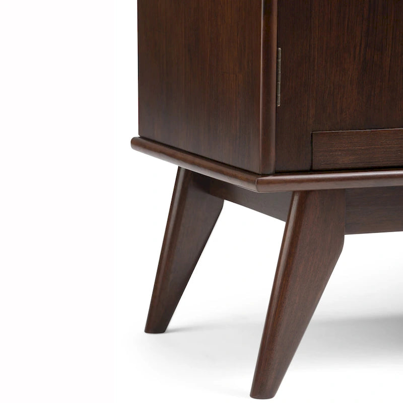 Mid Century Modern Sideboard Buffet with Wine Rack, Medium Auburn Brown / Teak Brown, 54"W