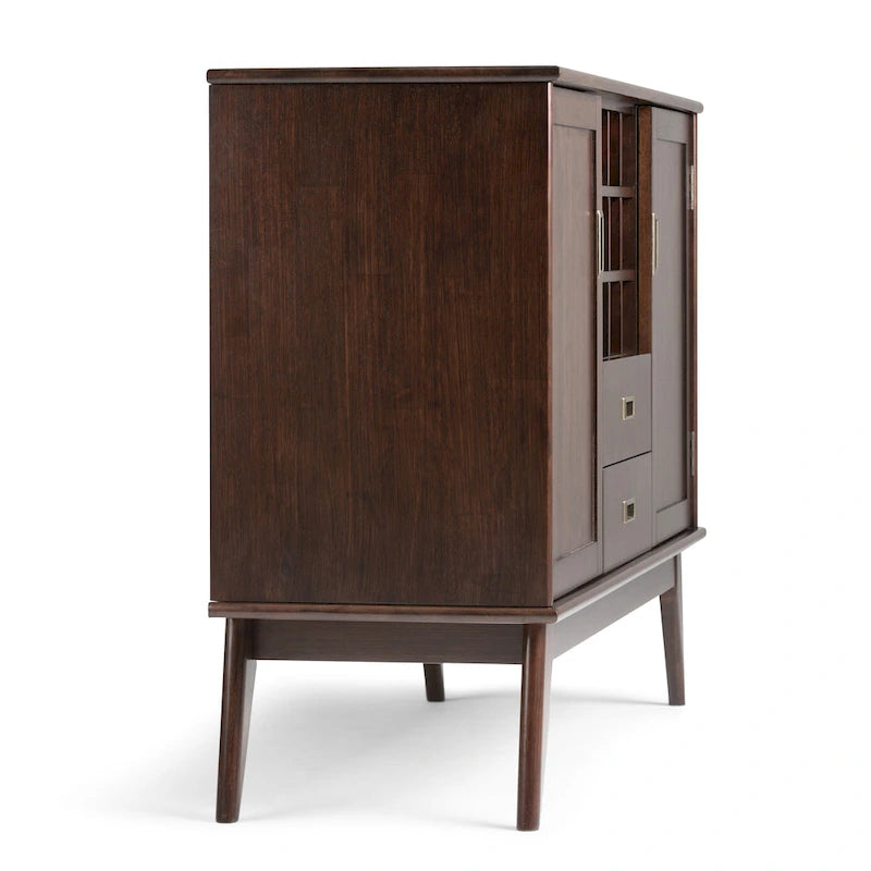 Mid Century Modern Sideboard Buffet with Wine Rack, Medium Auburn Brown / Teak Brown, 54"W