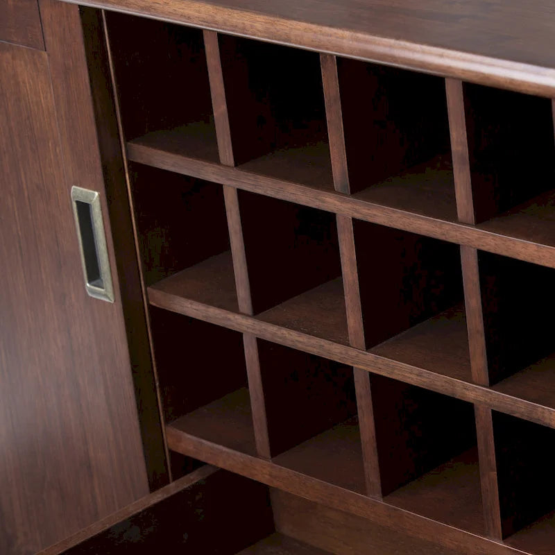 Mid Century Modern Sideboard Buffet with Wine Rack, Medium Auburn Brown / Teak Brown, 54"W