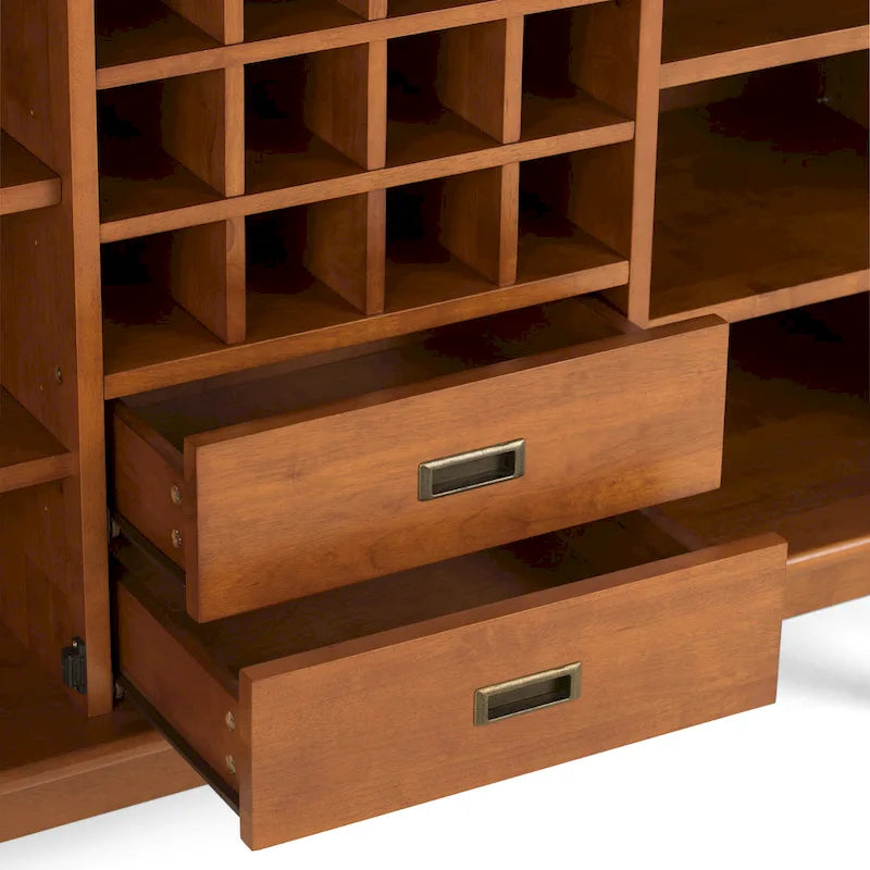 Mid Century Modern Sideboard Buffet with Wine Rack, Medium Auburn Brown / Teak Brown, 54"W