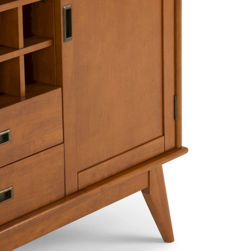 Mid Century Modern Sideboard Buffet with Wine Rack, Medium Auburn Brown / Teak Brown, 54"W