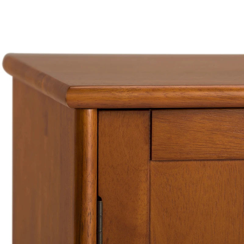 Mid Century Modern Sideboard Buffet with Wine Rack, Medium Auburn Brown / Teak Brown, 54"W