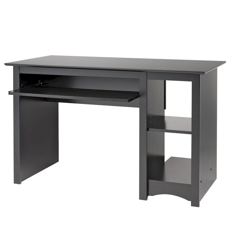 Black Computer Desk with Keyboard Tray, Single User