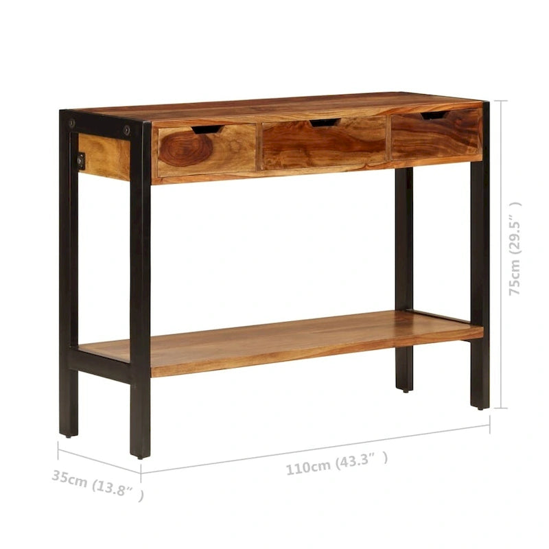 vidaXL Sideboard with 3 Drawers 43.3x13.8x29.5 Solid Sheesham Wood
