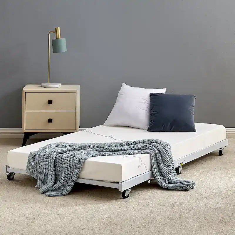 VECELO Classic Open Frame Metal Daybed with Trundle,Twin Size