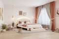 Teddy Fleece Queen Platform Bed with Drawer – Beige / Grey / White, Sleeps 2