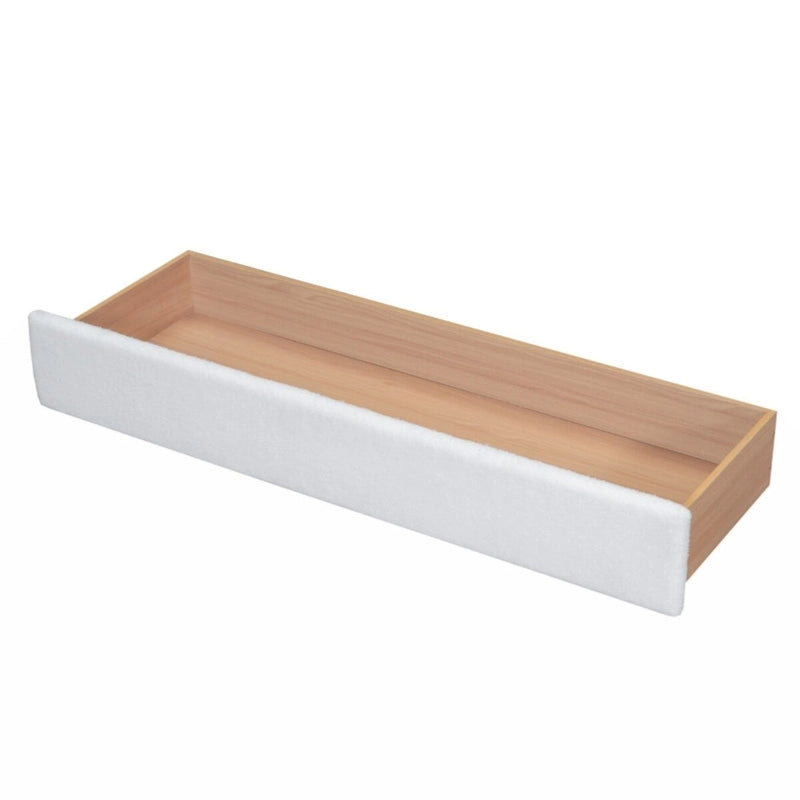 Teddy Fleece Queen Platform Bed with Drawer – Beige / Grey / White, Sleeps 2