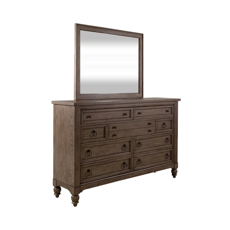Americana Farmhouse Shelter Bed, Dresser and Mirror Bedroom Set