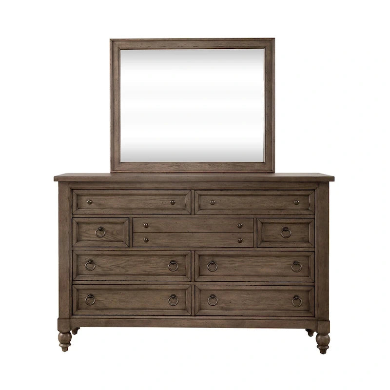 Americana Farmhouse Shelter Bed, Dresser and Mirror Bedroom Set