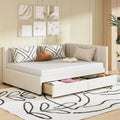 Full Size Daybed with 2 Storage Drawers – Beige/Grey/Yellow, Linen, Seats/Sleeps 2