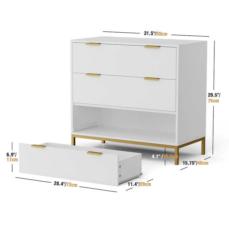 White 3-Drawer Dresser, Mid-Century Style, 2-Person Assembly
