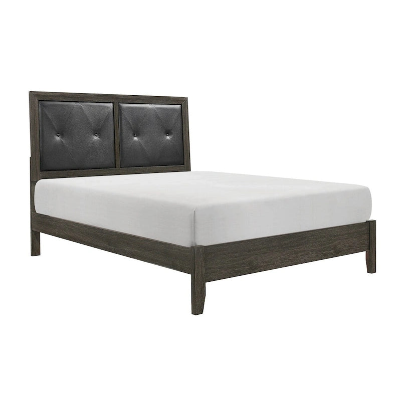 Contemporary Bedroom Set 3pc Bed Nightstand Chest Dark Gray Finish