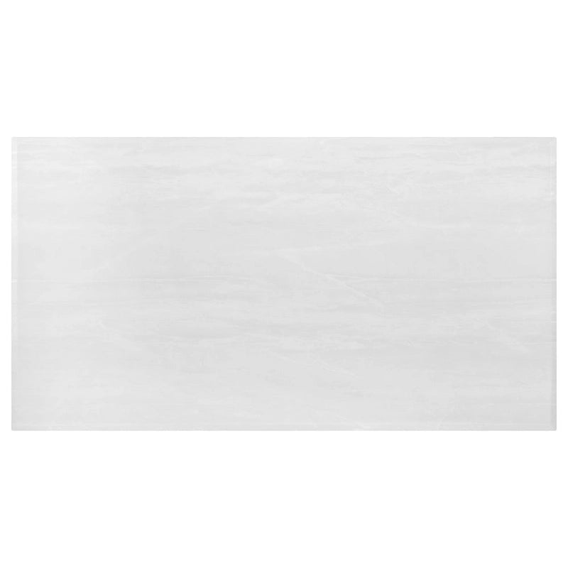 White & Chrome Rectangular Dining Table, Faux Marble Top, Seats 6