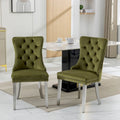 Olive Green / Purple Tufted Velvet Dining Chair with Chrome Legs, Single Seat