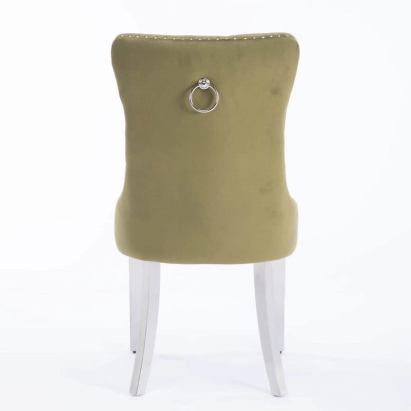 Olive Green / Purple Tufted Velvet Dining Chair with Chrome Legs, Single Seat