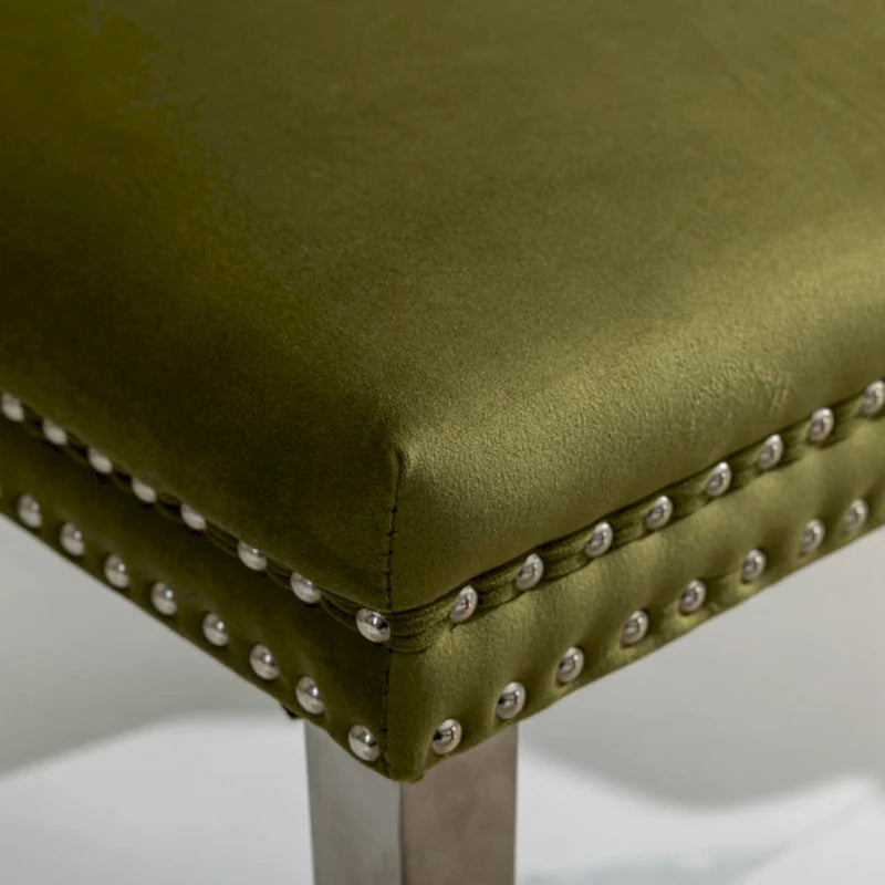 Olive Green / Purple Tufted Velvet Dining Chair with Chrome Legs, Single Seat