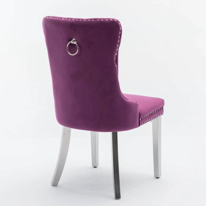 Olive Green / Purple Tufted Velvet Dining Chair with Chrome Legs, Single Seat