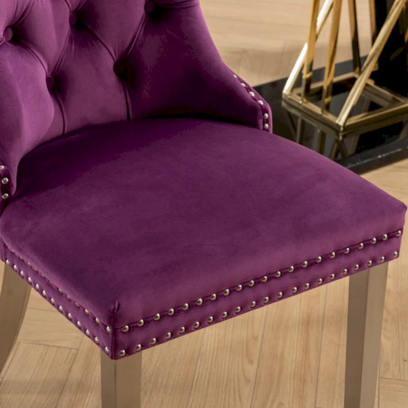 Olive Green / Purple Tufted Velvet Dining Chair with Chrome Legs, Single Seat