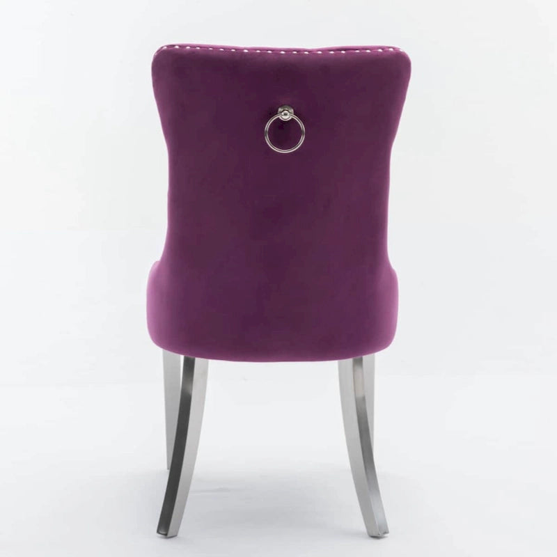 Olive Green / Purple Tufted Velvet Dining Chair with Chrome Legs, Single Seat